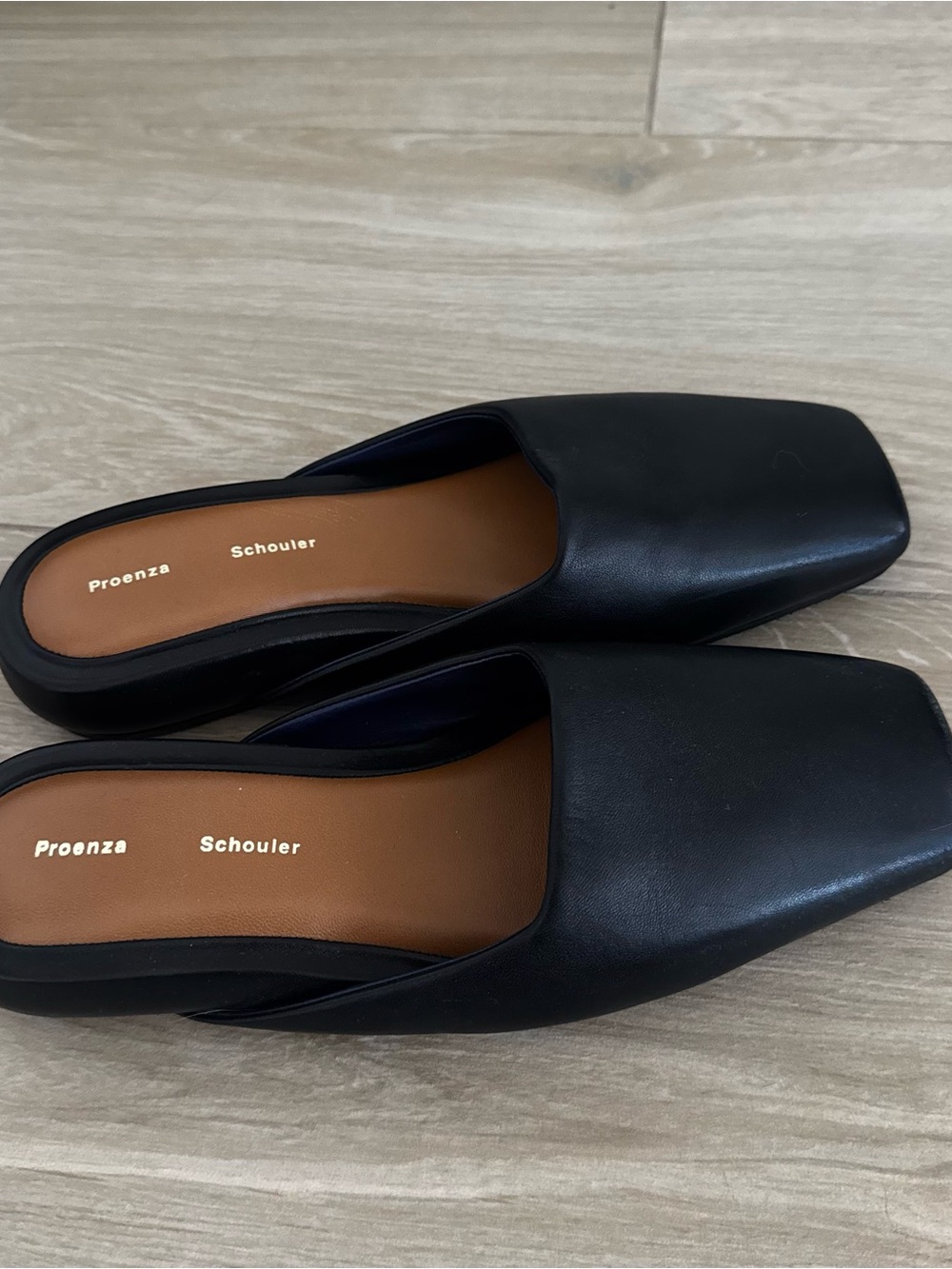 Proenza Schouler Black Leather Square-Toe Slide Mules, Size EU 39 - Picture 3 of 10